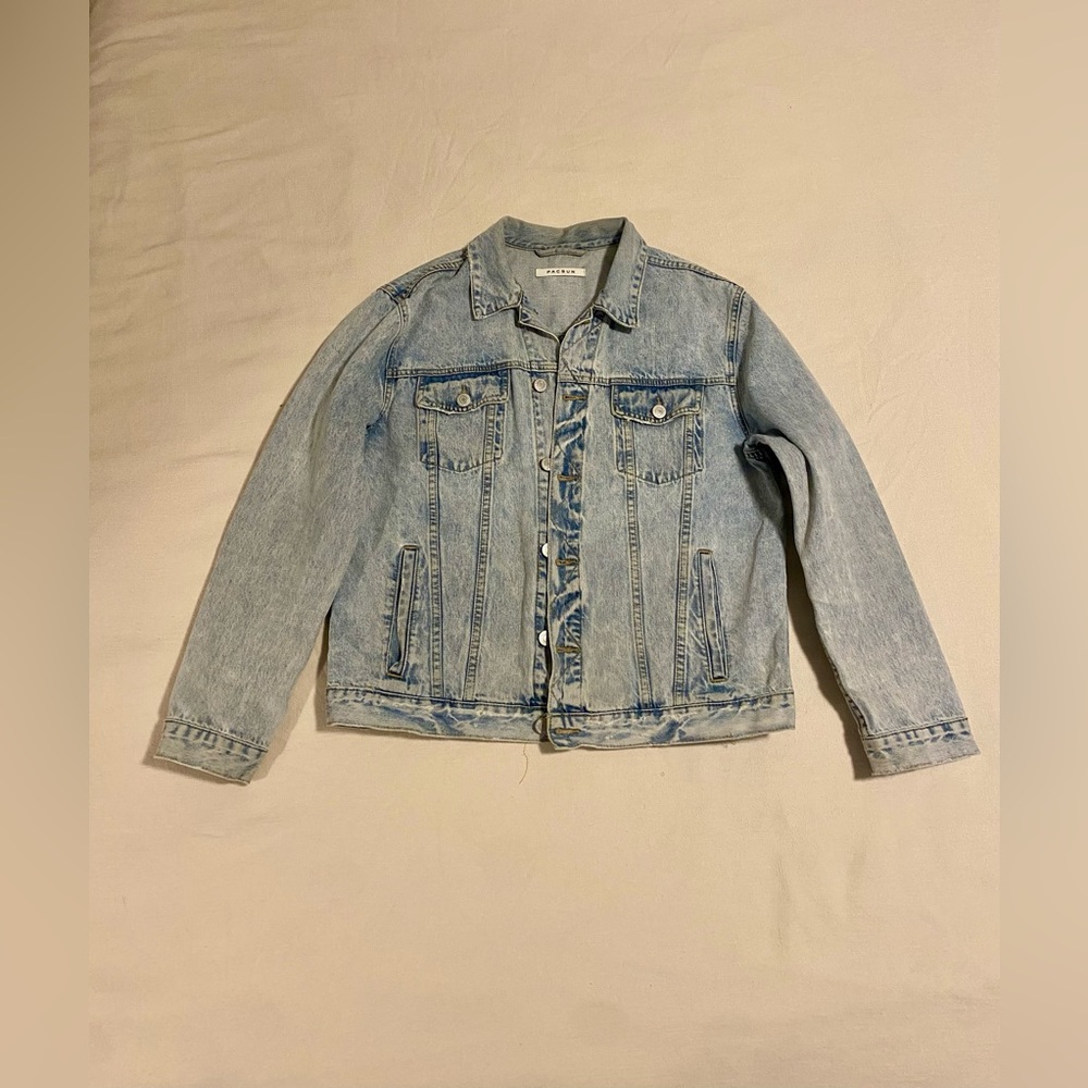 PACSUN Men's Distressed Acid Wash Classic Fit Denim Jacket Size Large
